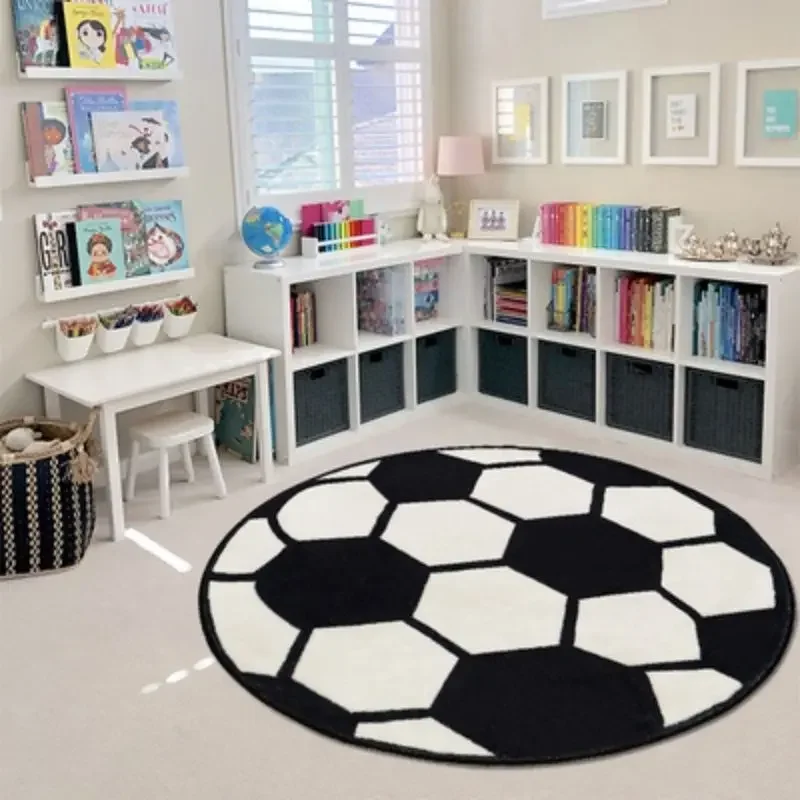 Desk Setup Girly - 模造カシミヤラウンドフロアマットサッカー小さなカーペットベビールーム寝室リビングルーム浴室カーペット子供クロールマット