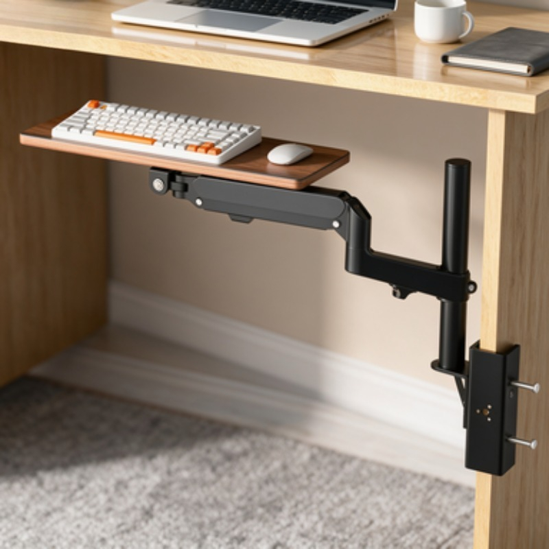 Desk Setup Living Room - デスク下のスペースを節約するキーボードトレイ オフィス用タイピングプラットフォーム DIYデスクアクセサリー ワークステーション 人間工学に基づいたデスクトップセットアップ＆キーボードアーム
