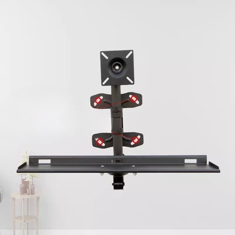 Desk Setup Living Room - 調整可能な壁掛けキーボードトレイ、人間工学に基づいたデスクオーガナイザー、省スペース、格納式マウスホルダー、PCゲームセットアップ、フローティングシェルフ