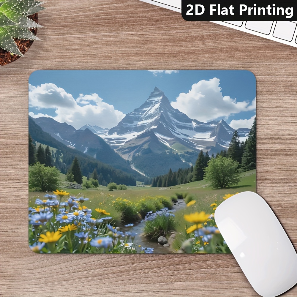 Desk Setup Pc And Laptop - ゲーミングオフィスノンスリップマウスパッド風光明媚な山の花の風景デスクマットPCコンピュータラップトップアクセサリーゲーマーセットアップ装飾