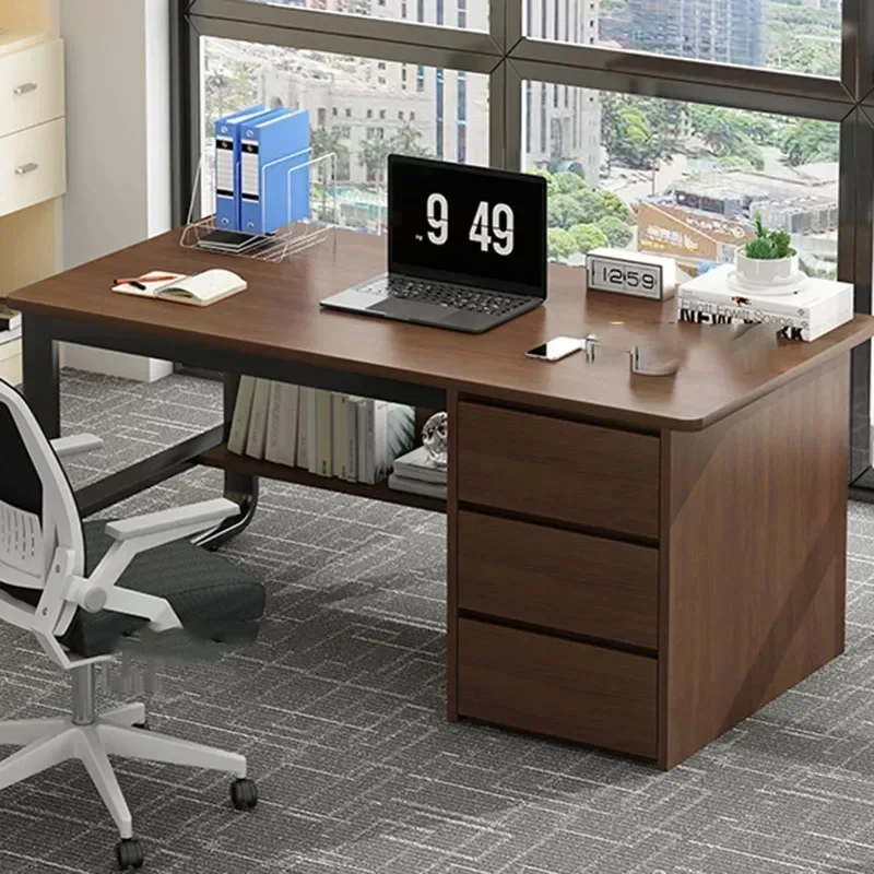 Desk Setup Bedroom - ヨーロッパ風パソコンデスク、フロアレッグ、メサ・デ・コンピュータ、モダン家具、引き出し付き、学習机、オフィスデスク、寝室、学生用、整理整頓用品