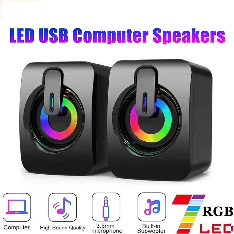 Desk Setup Speakers - コンピュータスピーカー HiFi ステレオマイクオーディオ PC スピーカー 3.5