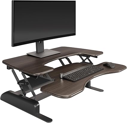Desk Setup Dual Monitor - デスクプロプラス36、デュアルモニタースタンディングコンバーター、調節可能なデスクライザー、11段階の高さ設定、スタンディングオフィス