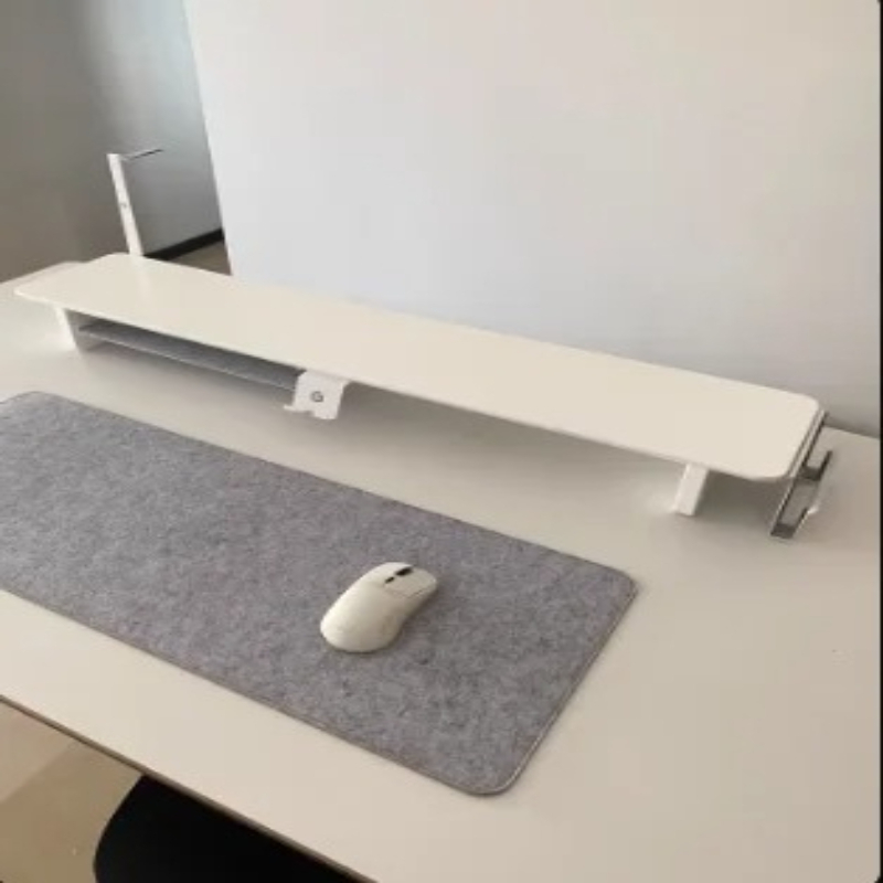 Desk Setup Living Room - ‌ ZORKMOU Z3 モジュール式モニタースタンドライザー - 人間工学に基づいたホワイトデスクシェルフ、収納付き、PC画面セットアップ用の高さのあるデスクトップオーガナイザー