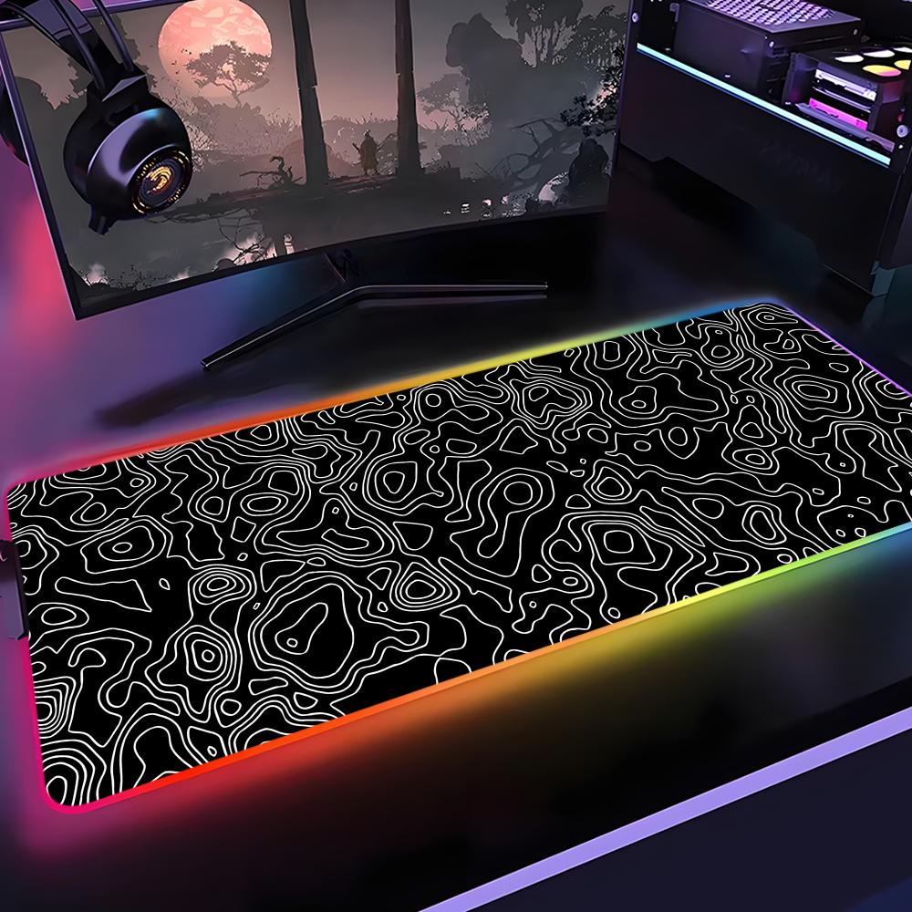 Desk Setup Rgb - グラデーションカラーリンマウスパッド Rgb デスクマットバックライト Led マウスパッドセットアップゲームアクセサリーデスクマットビッグマウスパッドバックライト
