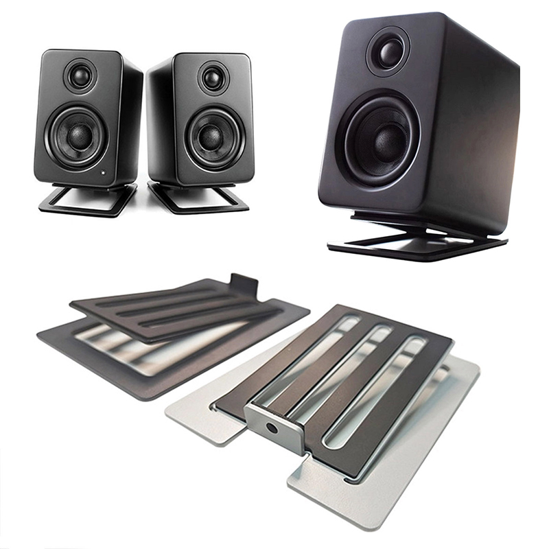 Desk Setup Speakers - 〔CCA12〕1ペアのデスクトップスピーカースタンドは、空間音響効果を強化し、卓上オーディオサポート用の衝撃吸収機能を備えています。コンピュータースピーカー用です。