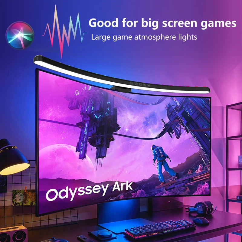 Desk Setup Rgb - コンピューターモニターライトバーRGB音楽リズムスクリーンハンギングライト調光デスクランプ読書ゲームテーブル照明