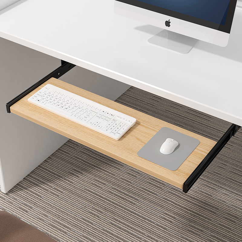 木製キーボードトレイ、デスク下用、スライドレール付きマウスプ - Desk Setup Living Room のレビューと価格