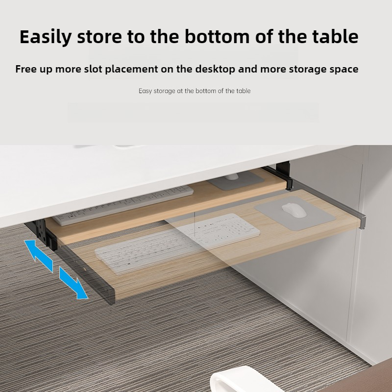 木製キーボードトレイ、デスク下用、スライドレール付きマウスプ - Desk Setup Living Room のレビューと価格
