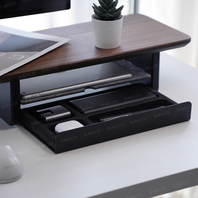 モニタースタンドライザー収納引き出しオフィスデスクオーガナイ - Desk Setup In Office のレビューと価格