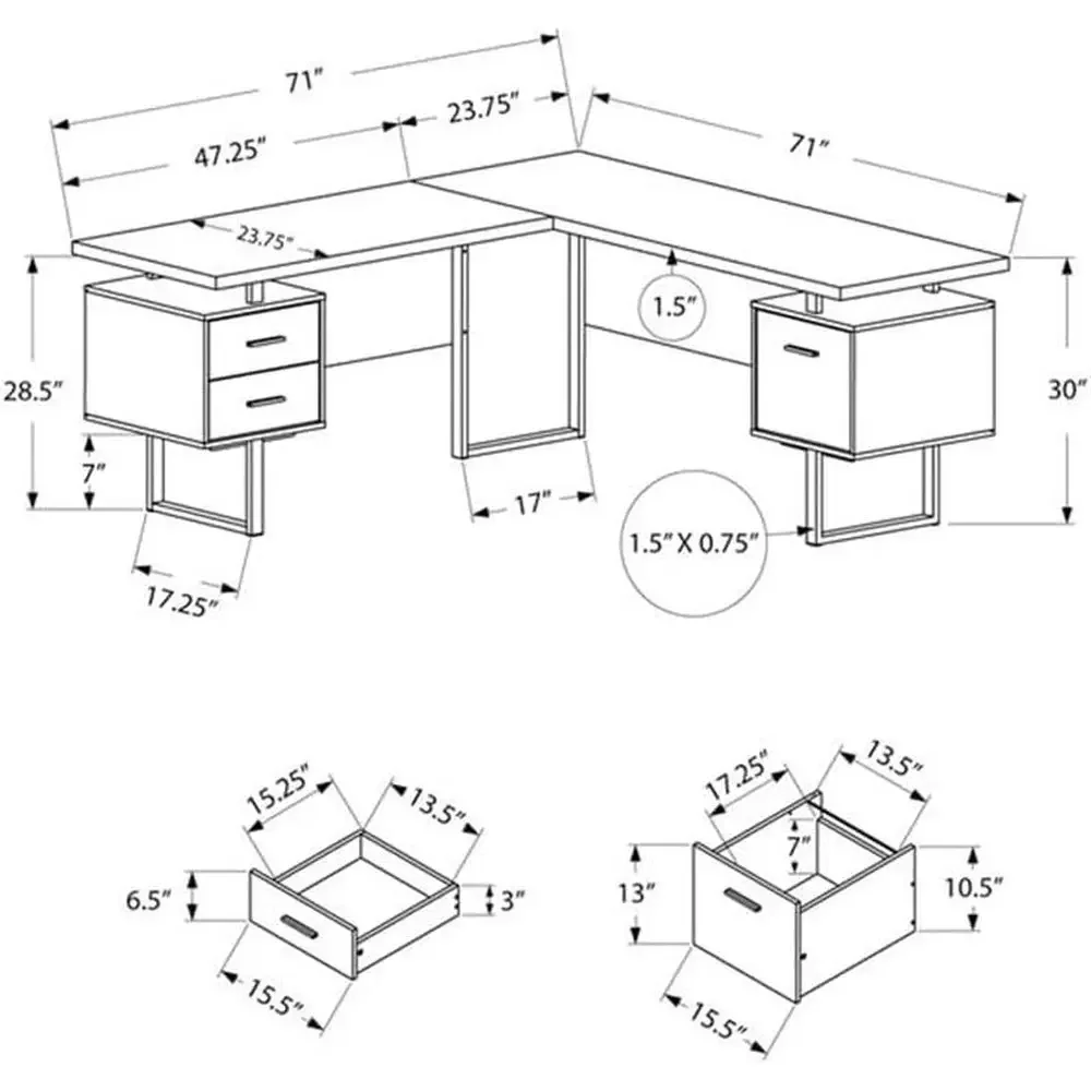 L字型70コンピューターデスク、ホームオフィス用収納付き、右 - Desk Setup In Office のレビューと価格