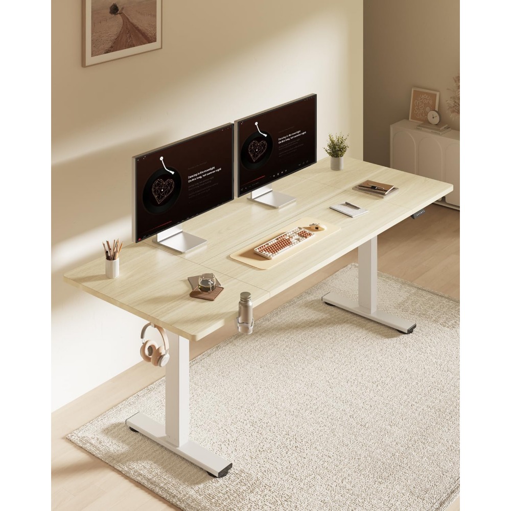 FLEXISPOT 63x32 インチ電動スタンディングデス - Desk Setup In Office のレビューと価格