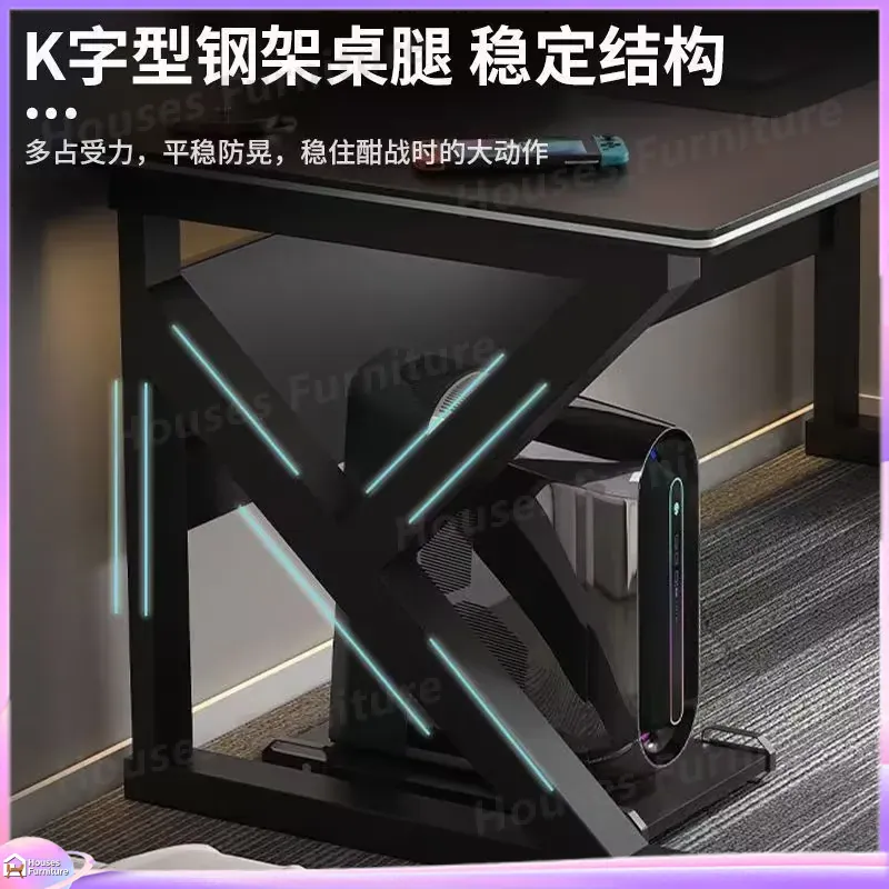 カフェメタルゲーミングデスクブラックMDFコンピューターテー - Desk Setup In Office のレビューと価格
