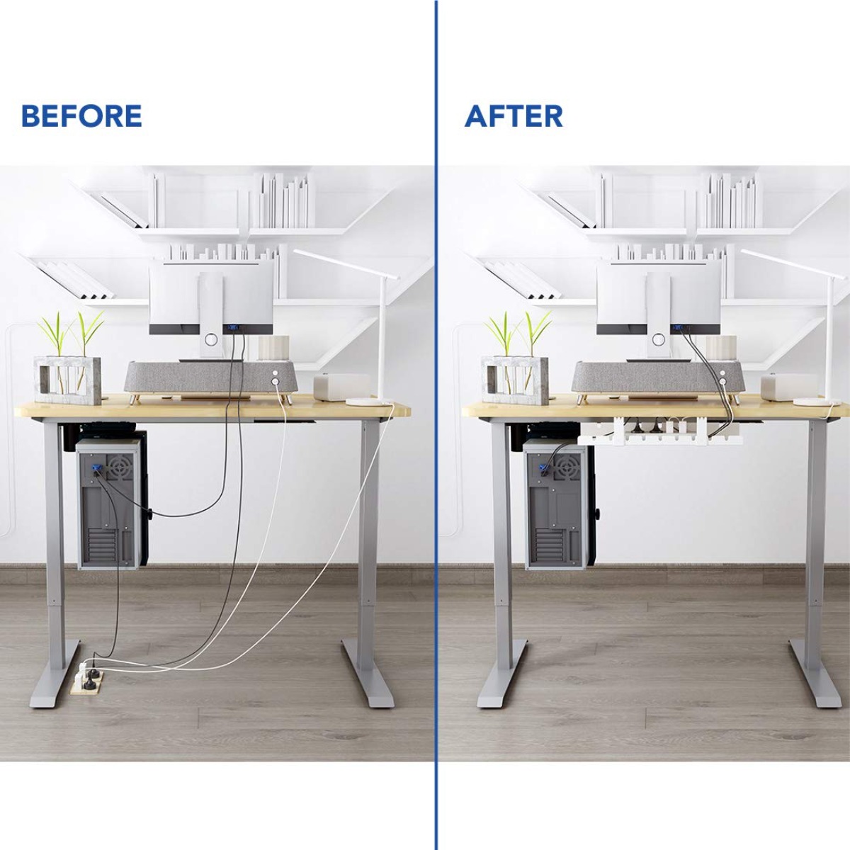 ケーブル管理トレイ デスクオーガナイザー テーブル下ワイヤー - Desk Setup Living Room のレビューと価格