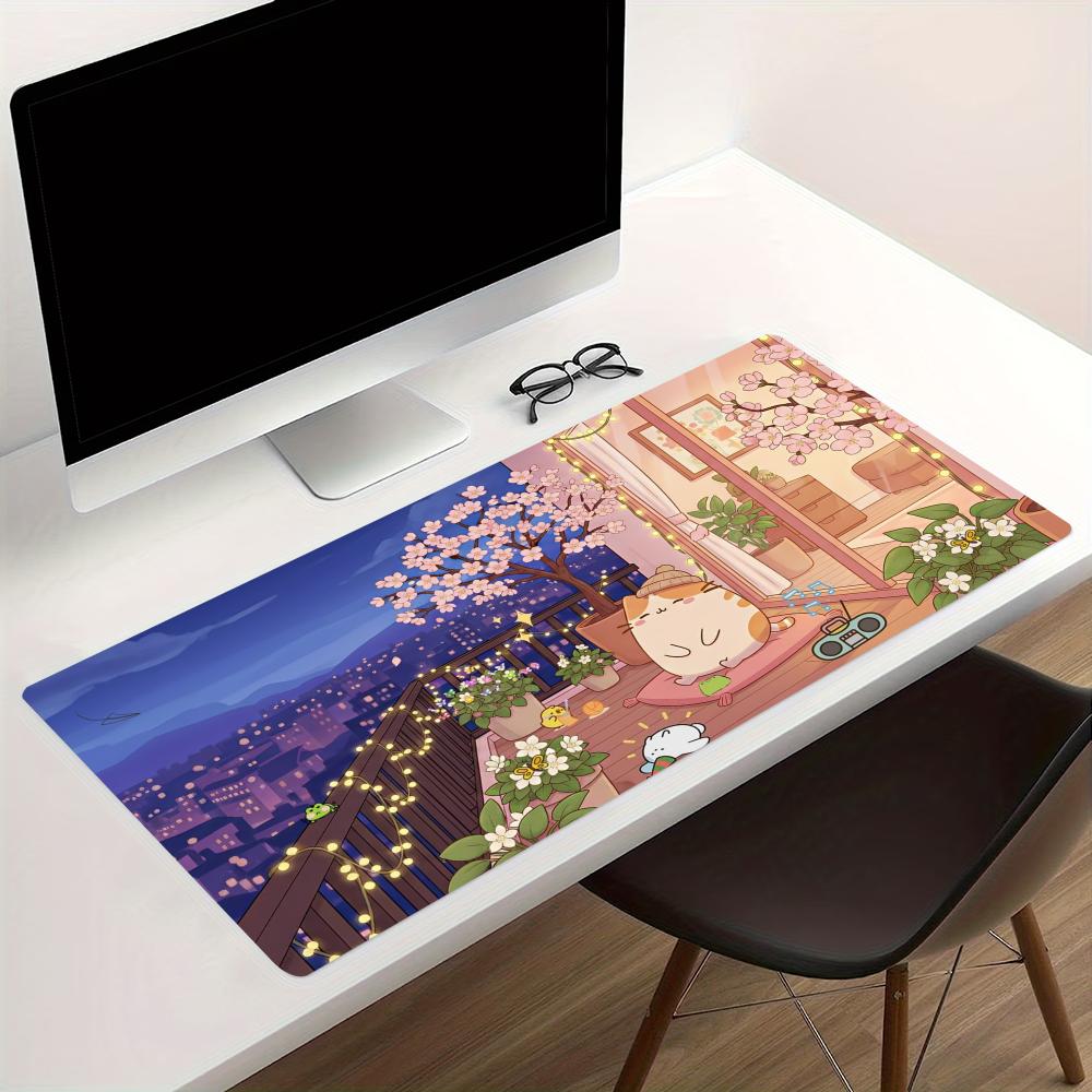コージーアニメストリート拡張ゲーミングマウスパッド、滑り止め - Desk Setup Pc And Laptop のレビューと価格