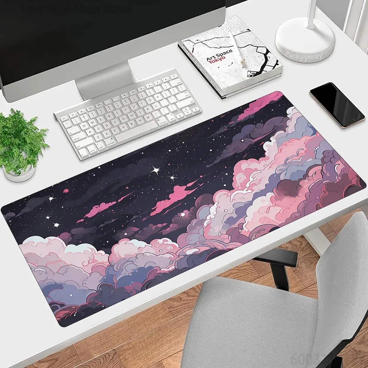 かわいいピンクパープルアニメラバーマウスパッド滑り止めソフト - Desk Setup Pc And Laptop のレビューと価格