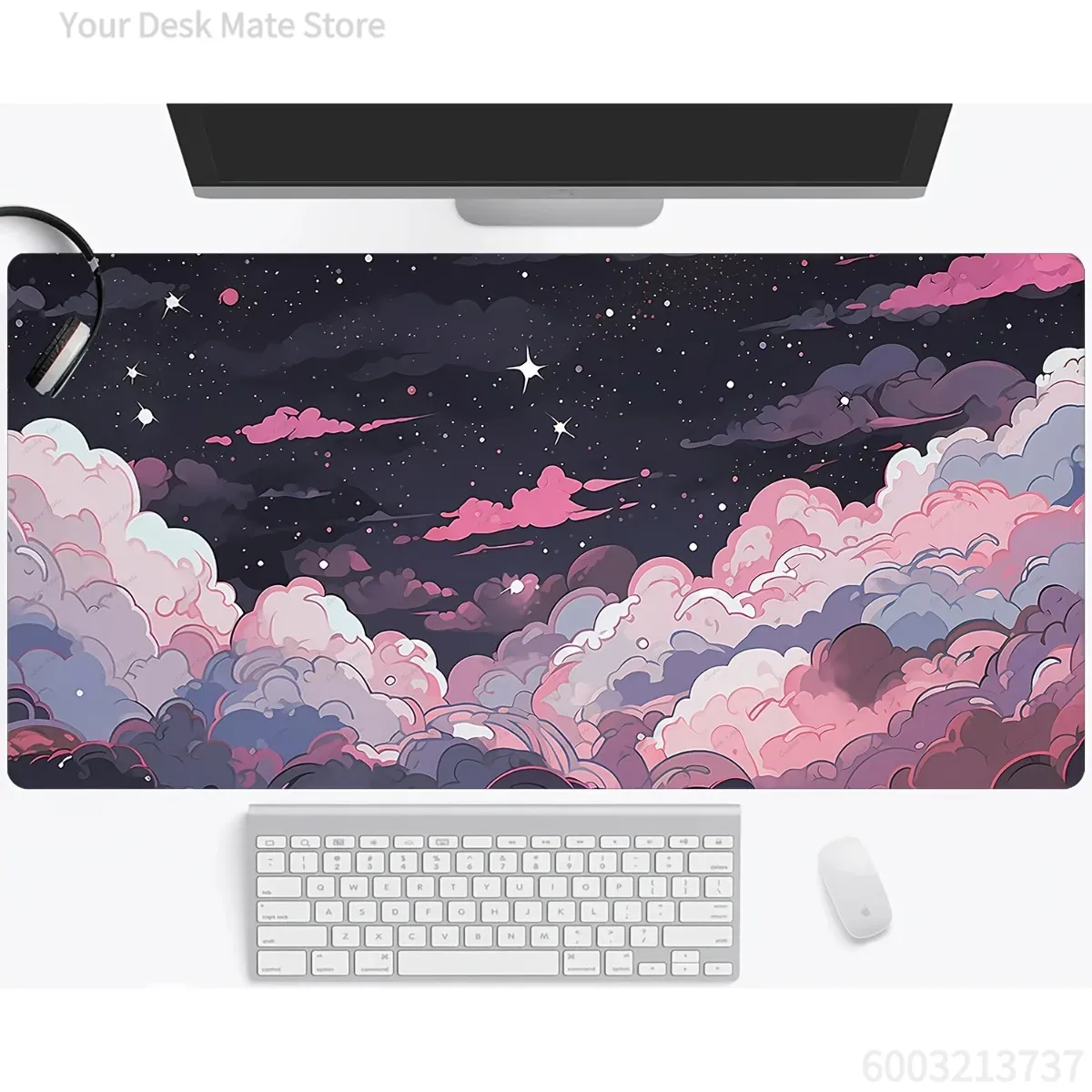 かわいいピンクパープルアニメラバーマウスパッド滑り止めソフト - Desk Setup Pc And Laptop のレビューと価格