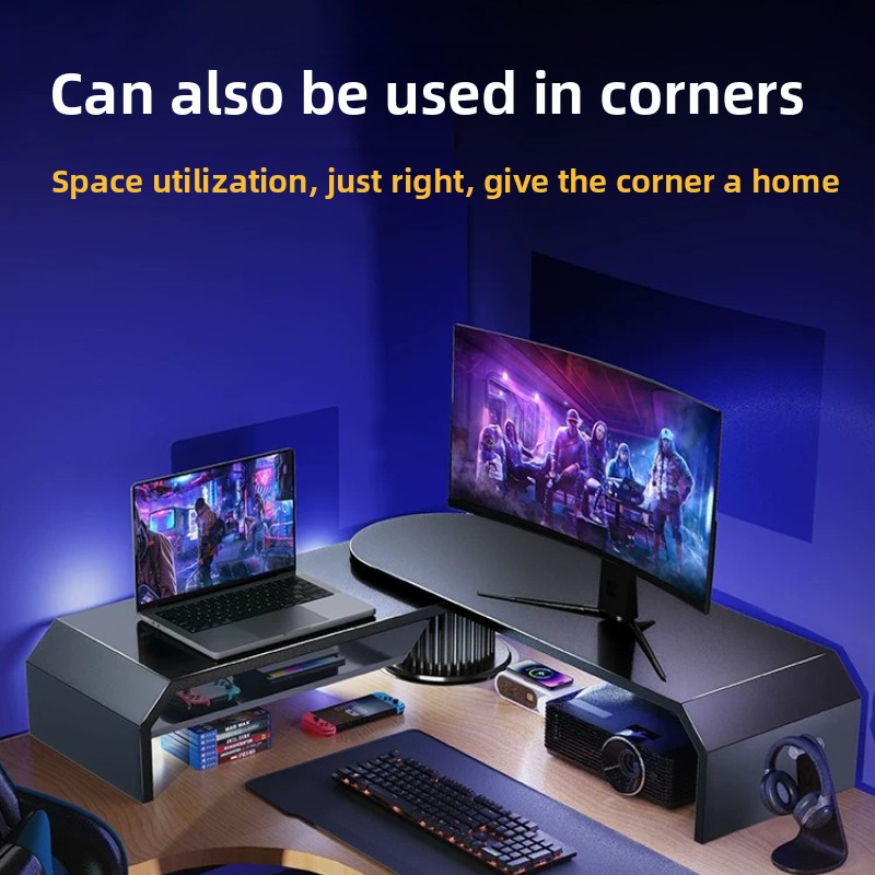 ゲーミングデュアルモニタースタンド オフィススクリーンライザ - Desk Setup Dual Monitor のレビューと価格