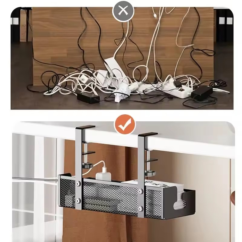 デスクコード収納ラック、ドリル不要の設置、デスク下ケーブルオ - Desk Setup Living Room のレビューと価格