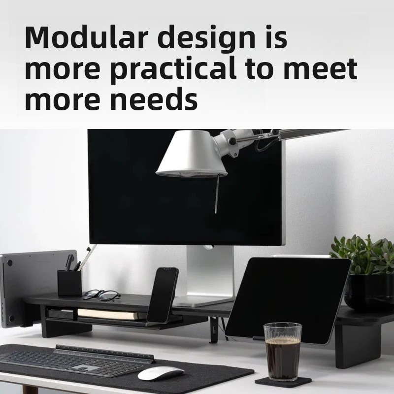 無垢材モニターライザー スタンド モジュール式デスクトップ収 - Desk Setup Living Room のレビューと価格