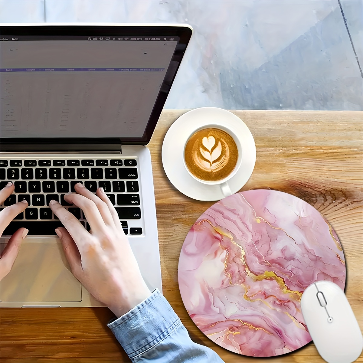 ピンク大理石マウスパッド PC ラップトップ ノンスリップ  - Desk Setup Pc And Laptop のレビューと価格