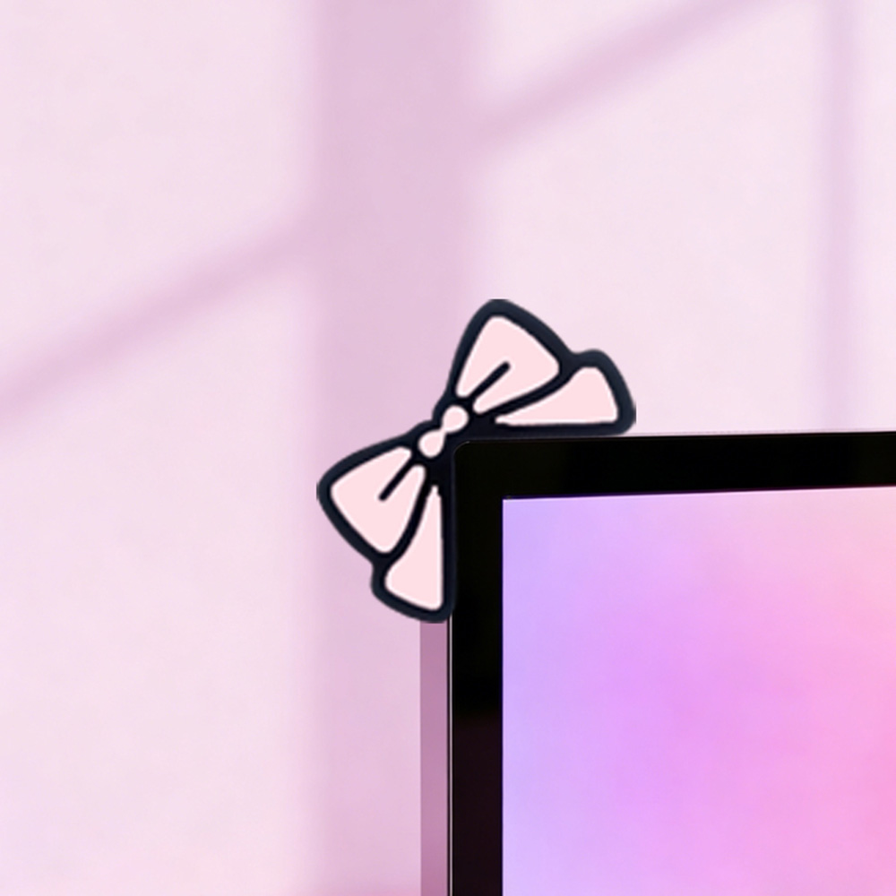 かわいいピンクのリボンモニターデコレーション、可愛いスクリー - Desk Setup No Monitor のレビューと価格