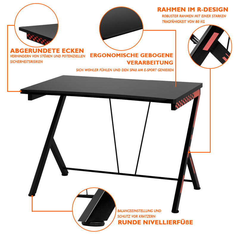 モダンな人間工学に基づいたコンピューターデスク、金属フレーム - Desk Setup Designer のレビューと価格