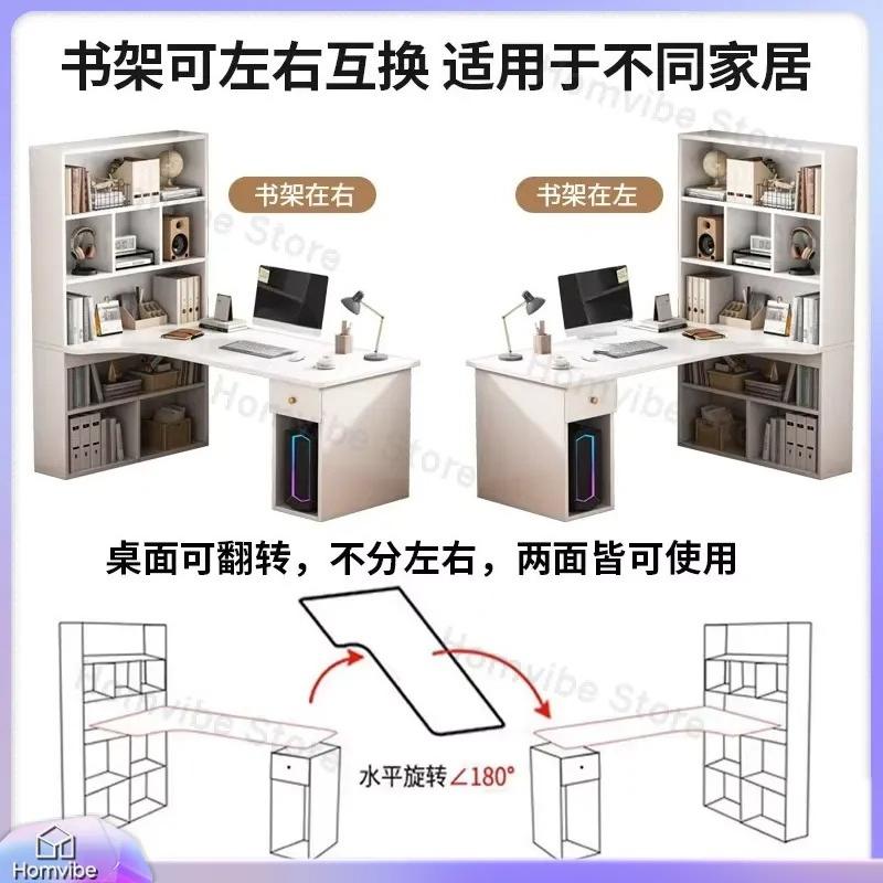 L字型コンピューターデスク、本棚付きコーナーデスク、ホームオ - Desk Setup Dual Monitor のレビューと価格