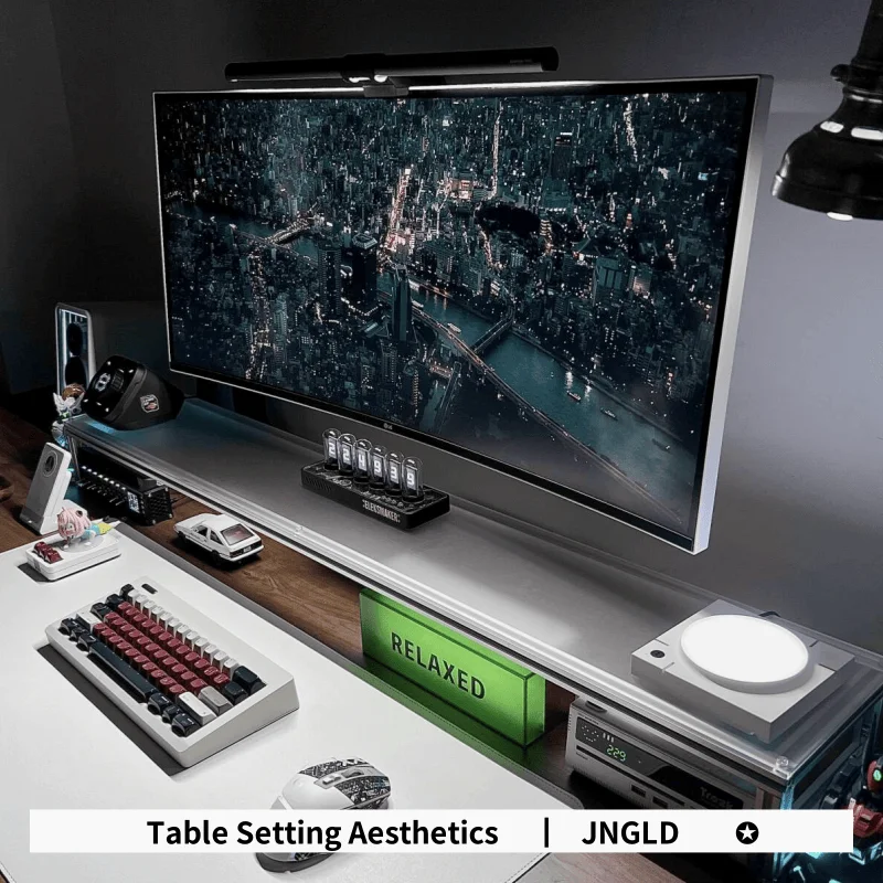 アルミニウムモニタースタンドアクリルデスクトップライザーラッ - Desk Setup Living Room のレビューと価格