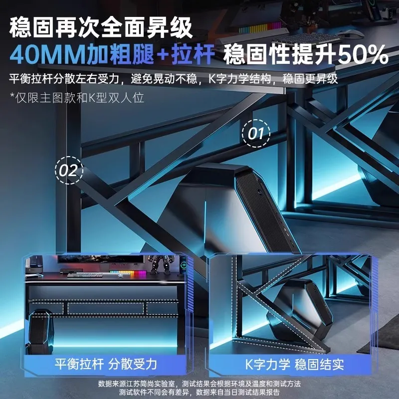 ダブルEスポーツゲーミングデスク、ホームオフィスや寝室用のロ - Desk Setup Bedroom のレビューと価格