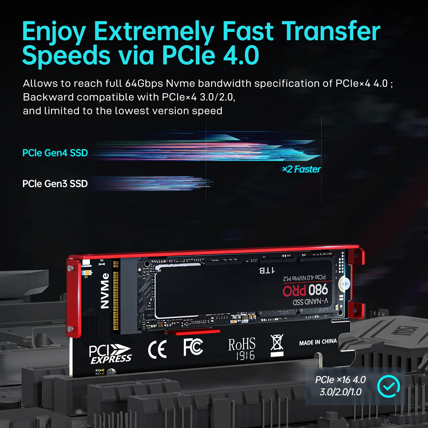 JEYI M.2 NVME to PCIe 4.0 X16ア - Samsung Ssd 980 Pro のレビューと価格