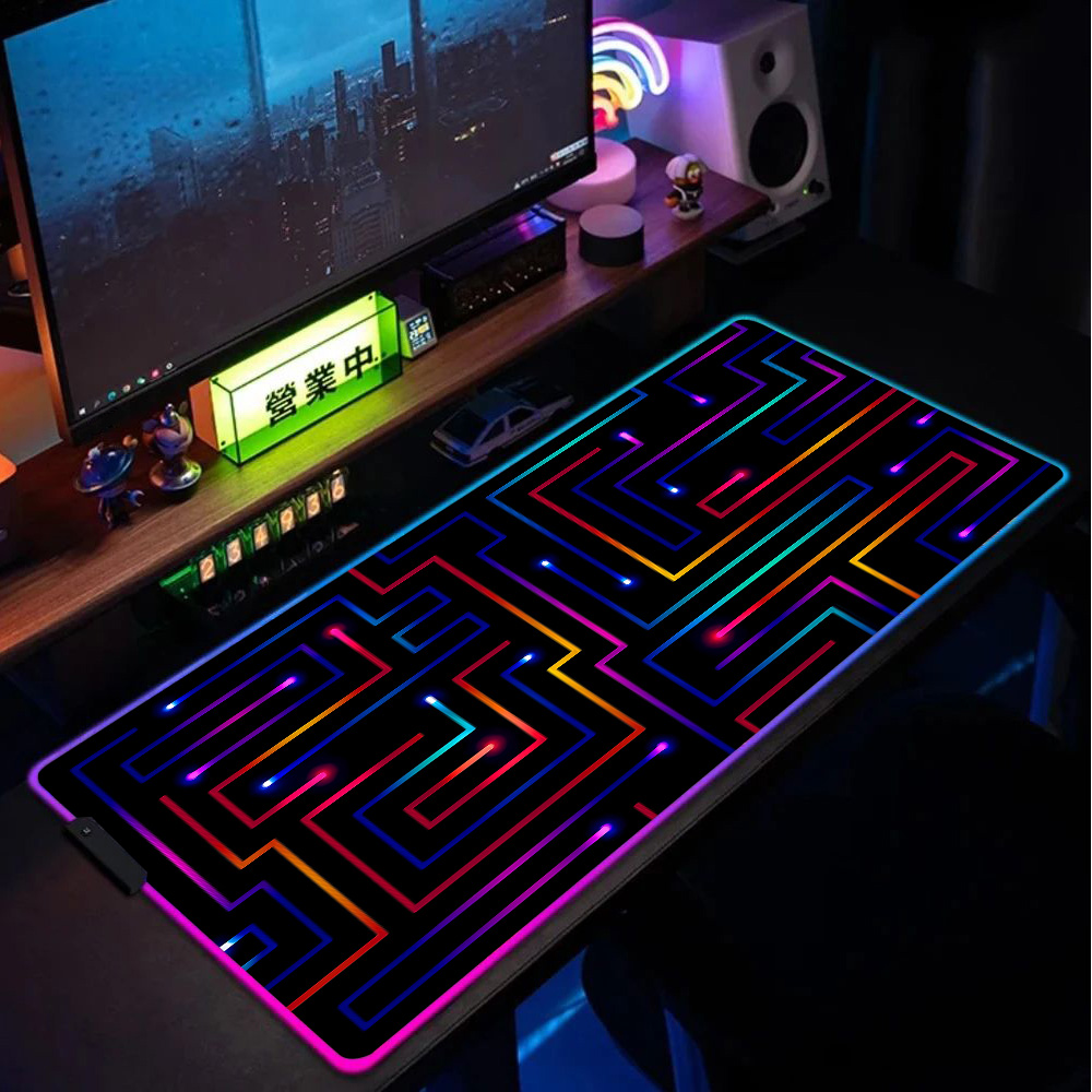 Xxl マウスパッド 900x400 ネオン回路迷路セットア - Desk Setup Rgb のレビューと価格
